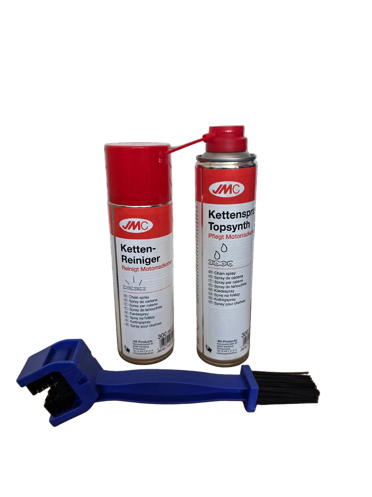 JMC Economy Motorcycle Chain Care Kit – Clean, Brush & Lube (3-in-1 Bundle)